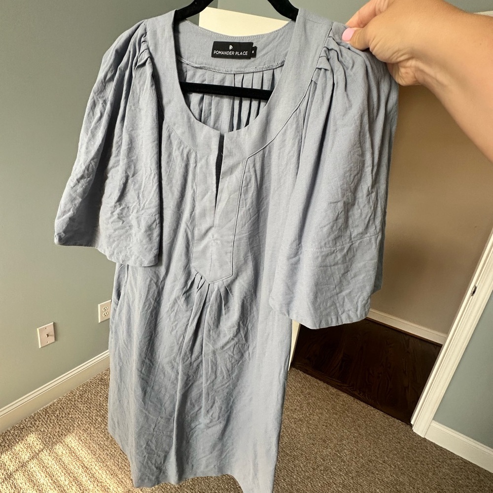 Pomander Place Blue-Gray Midi Dress
